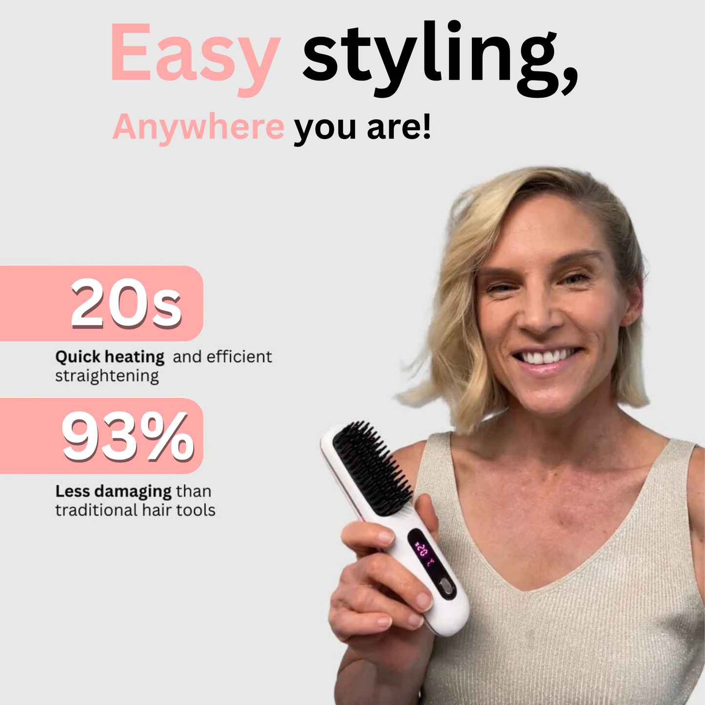 Lushair Portable Straightener Brush - GlowBrush PRO