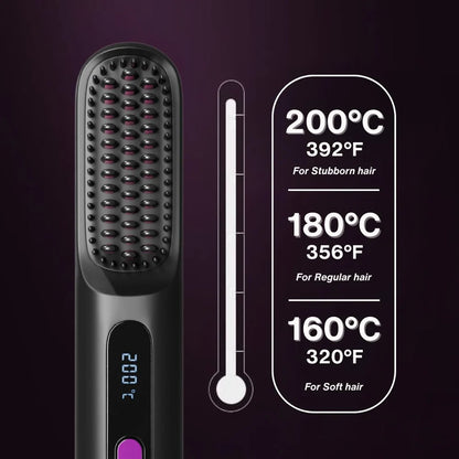 Lushair Portable Straightener Brush - GlowBrush PRO